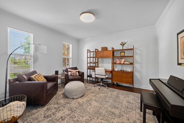 5781 Glendavon Loop, Dublin, OH 43016 - office space with crown molding, healthy amount of natural light, wood finished floors, and baseboards
