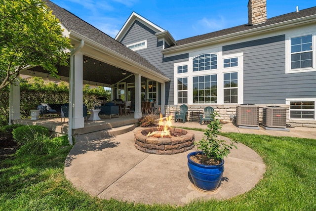 5781 Glendavon Loop, Dublin, OH 43016 - view of patio with a fire pit and central AC
