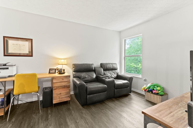 4465 Big Walnutview Dr, Columbus, OH 43230 - office featuring dark wood-style flooring, baseboards, and a textured ceiling