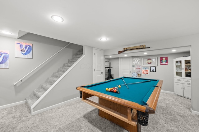 3544 Devin Rd, Grove City, OH 43123 - playroom with carpet, baseboards, billiards table, and recessed lighting