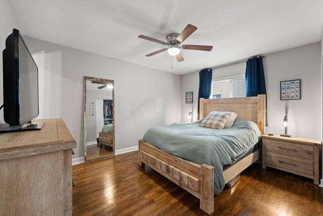 3544 Devin Rd, Grove City, OH 43123 - bedroom with dark wood-type flooring, baseboards, and a ceiling fan