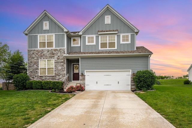 1705 Bent Creek Dr, Lancaster, OH 43130 - craftsman house with board and batten siding, stone siding, and a front yard