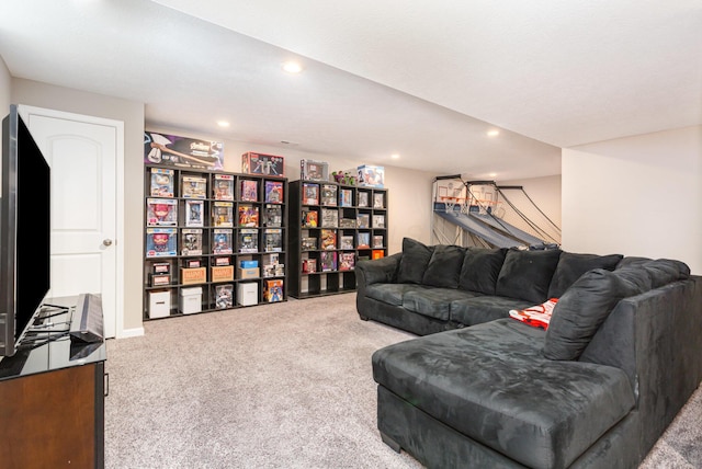 1705 Bent Creek Dr, Lancaster, OH 43130 - carpeted living area with recessed lighting