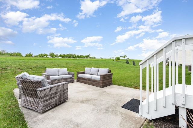 1705 Bent Creek Dr, Lancaster, OH 43130 - view of patio / terrace with an outdoor hangout area and a view of countryside