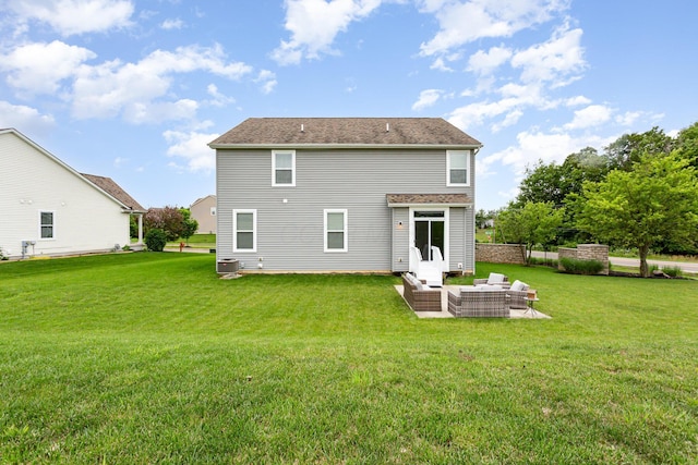 1705 Bent Creek Dr, Lancaster, OH 43130 - rear view of property with an outdoor hangout area, a yard, central air condition unit, and a patio area
