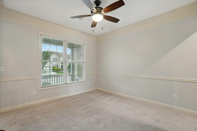 273 Blue Jacket Cir, Pickerington, OH 43147 - spare room with crown molding, ceiling fan, carpet floors, and baseboards