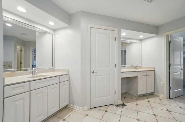 273 Blue Jacket Cir, Pickerington, OH 43147 - bathroom featuring vanity, recessed lighting, baseboards, and tile patterned flooring