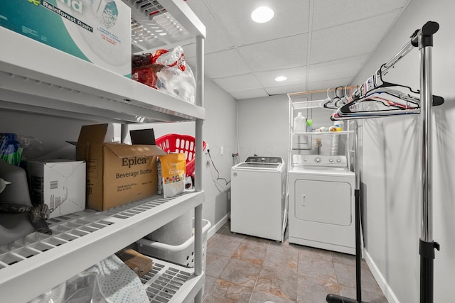 4373 Valley Quail Blvd S, Westerville, OH 43081 - laundry room featuring separate washer and dryer, recessed lighting, and baseboards