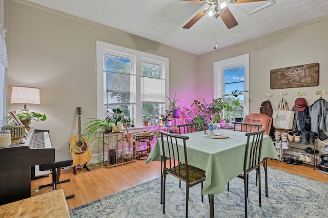 1904 Cedar Hill Rd, Lancaster, OH 43130 - dining room with ceiling fan, wood finished floors, and crown molding