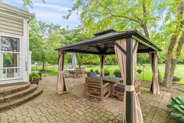 4560 Greyson Dr, Powell, OH 43065 - view of patio / terrace featuring a gazebo and outdoor dining space
