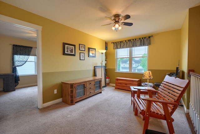 6612 Archie Ct, Canal Winchester, OH 43110 - sitting room featuring plenty of natural light, carpet floors, ceiling fan, and baseboards