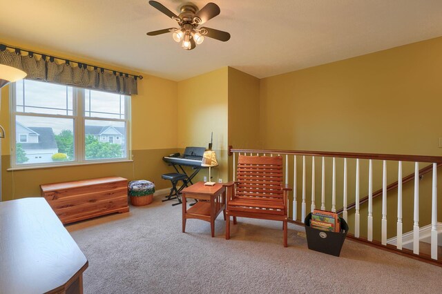 6612 Archie Ct, Canal Winchester, OH 43110 - sitting room with ceiling fan, carpet floors, and baseboards