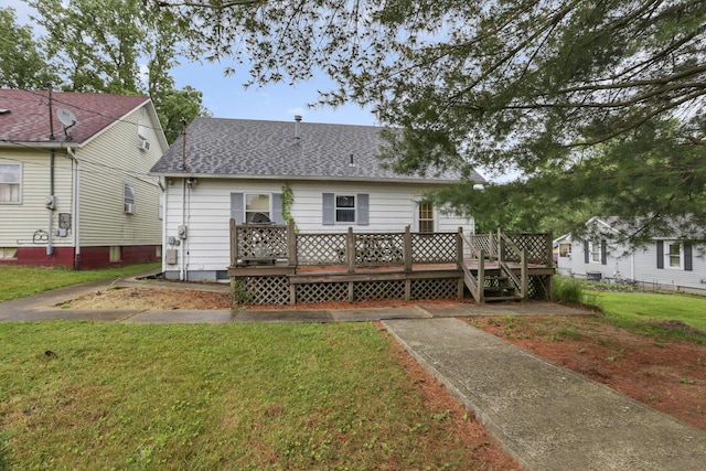 907 Fairfield Ave, Lancaster, OH 43130 - rear view of house with a lawn, a shingled roof, and a deck