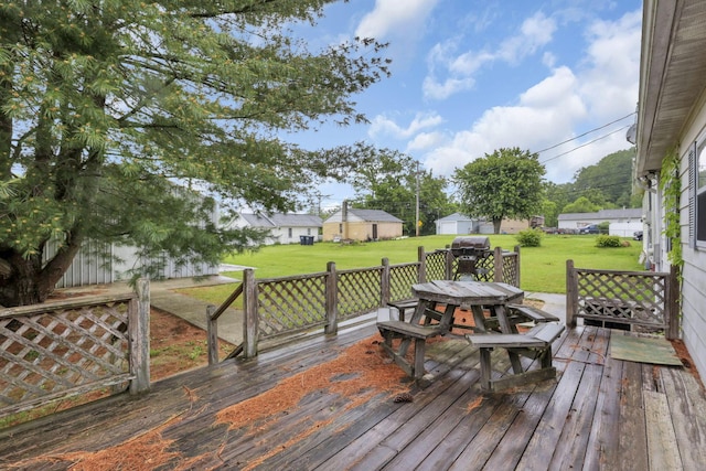 907 Fairfield Ave, Lancaster, OH 43130 - wooden terrace with a lawn, outdoor dining space, and grilling area