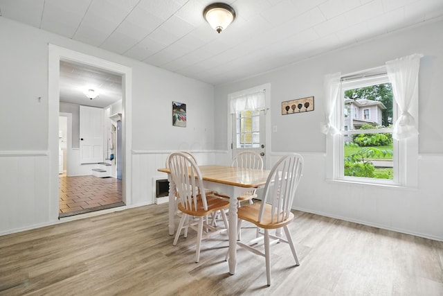 101 Meadow Ln, Gambier, OH 43022 - dining room with a wainscoted wall, healthy amount of natural light, and light wood-style floors