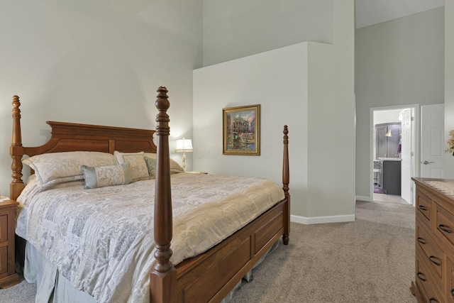 217 Warbler Ct, Pickerington, OH 43147 - bedroom featuring high vaulted ceiling, light colored carpet, and baseboards
