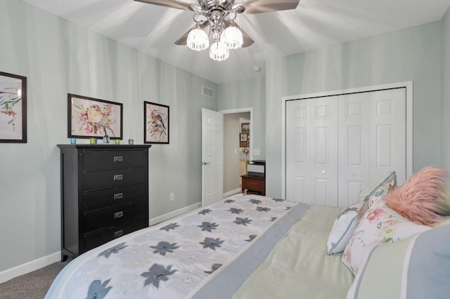 217 Warbler Ct, Pickerington, OH 43147 - carpeted bedroom featuring baseboards, a closet, and a ceiling fan