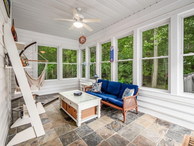 1397 Horseshoe Rd, Delaware, OH 43015 - sunroom / solarium featuring ceiling fan and an outdoor hangout area