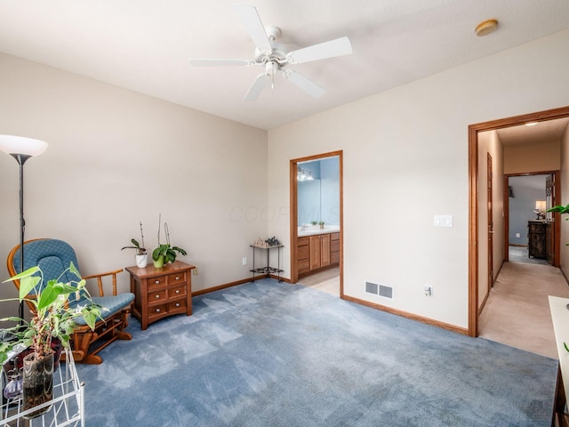 1397 Horseshoe Rd, Delaware, OH 43015 - sitting room with light carpet, a ceiling fan, and baseboards