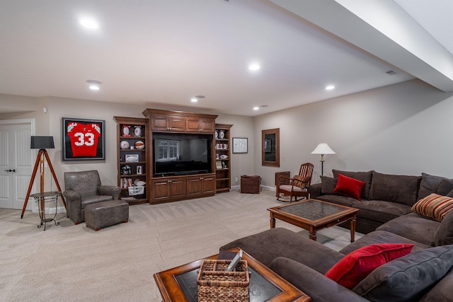 7699 Clear Creek Ct, Blacklick, OH 43004 - living area with light carpet, recessed lighting, and baseboards