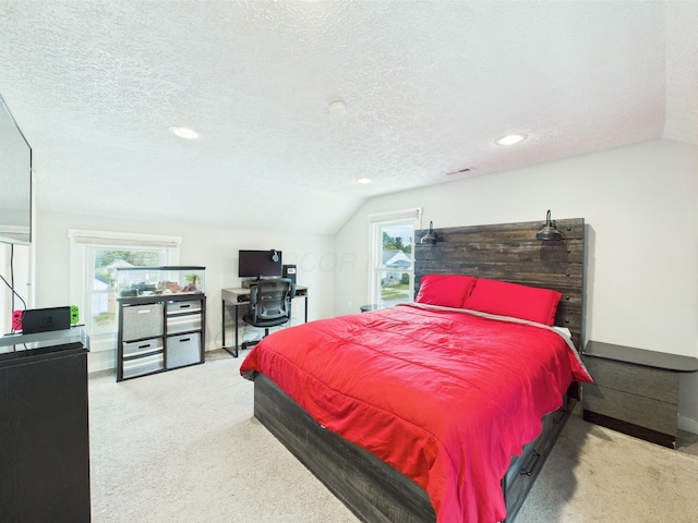 1708 Cedar Hill Rd, Lancaster, OH 43130 - carpeted bedroom with lofted ceiling, recessed lighting, and a textured ceiling