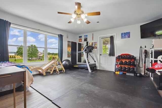 1282 Taylortown Rd, Mansfield, OH 44903 - exercise room with a ceiling fan