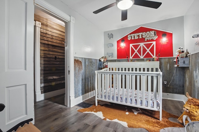 1282 Taylortown Rd, Mansfield, OH 44903 - bedroom with wood finished floors, a crib, and ceiling fan