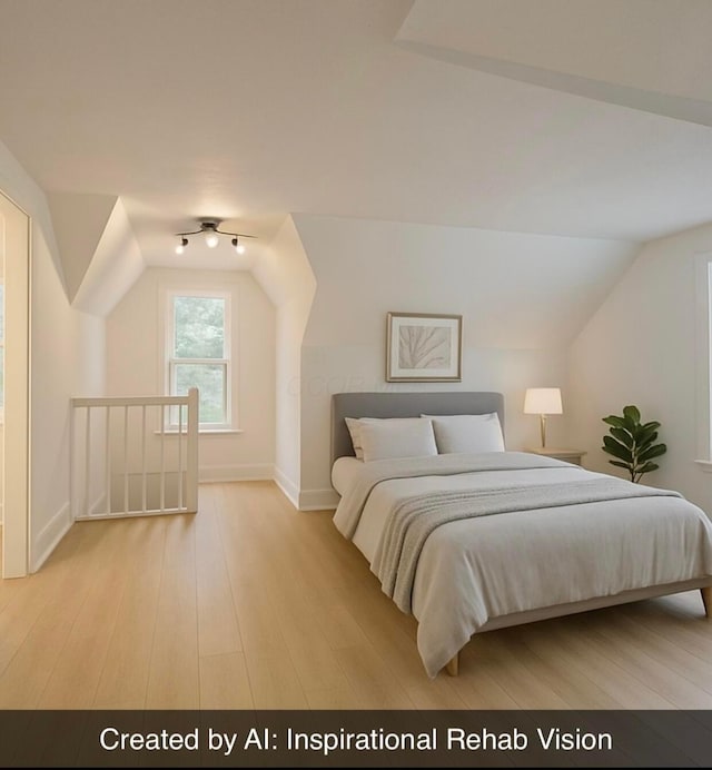 301 W Marion St, Mount Gilead, OH 43338 - bedroom featuring lofted ceiling, baseboards, and wood finished floors