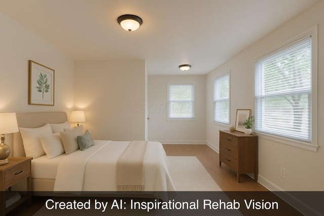 301 W Marion St, Mount Gilead, OH 43338 - bedroom featuring multiple windows, baseboards, and wood finished floors