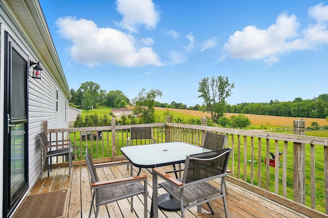9842 State Route 757 NW, Somerset, OH 43783 - wooden terrace featuring outdoor dining area and a lawn