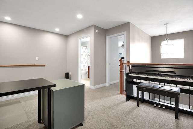 7313 Bromfield Dr, Canal Winchester, OH 43110 - home office with light colored carpet, baseboards, and recessed lighting