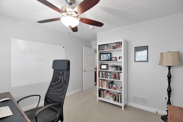 7313 Bromfield Dr, Canal Winchester, OH 43110 - office space featuring light carpet, ceiling fan, and baseboards