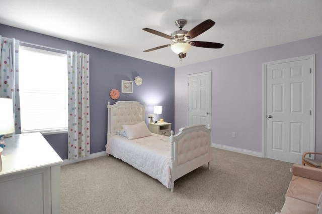 7313 Bromfield Dr, Canal Winchester, OH 43110 - bedroom with light carpet, baseboards, and a ceiling fan