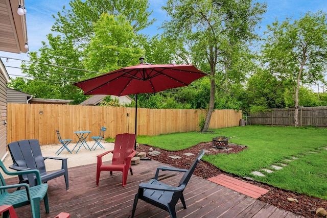 4351 Broadhurst Dr, Columbus, OH 43213 - wooden deck with an outdoor fire pit