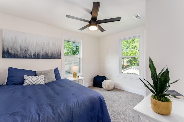 143 S Princeton Ave, Columbus, OH 43222 - bedroom with baseboards, carpet floors, and a ceiling fan