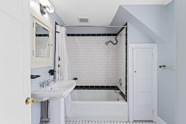 644 Eastmoor Blvd, Columbus, OH 43209 - bathroom with shower / bathtub combination with curtain and a sink