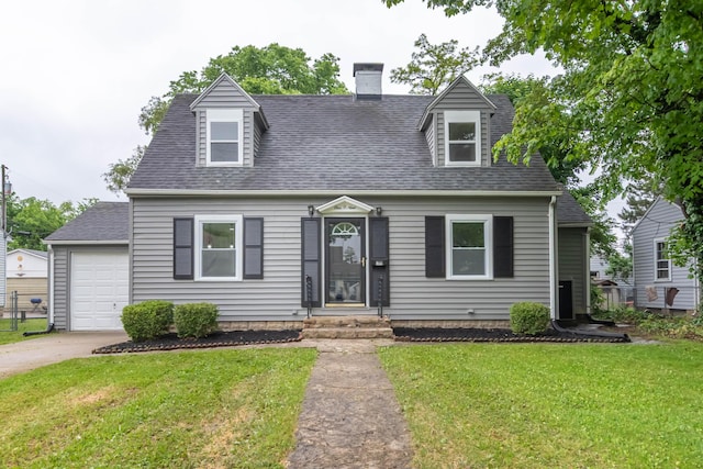 109 E Home Rd, Springfield, OH 45504 - cape cod house with driveway, a shingled roof, a garage, and a chimney