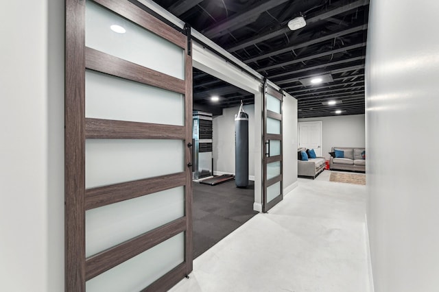 4006 Darby Park Rd, Hilliard, OH 43026 - basement featuring a barn door