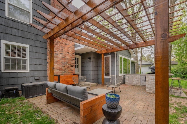 837 Cherry Bottom Rd, Columbus, OH 43230 - view of patio / terrace with an outdoor living space, an outdoor kitchen, and a pergola
