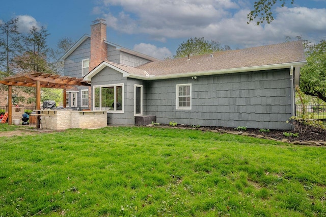 837 Cherry Bottom Rd, Columbus, OH 43230 - rear view of property featuring a pergola and a chimney
