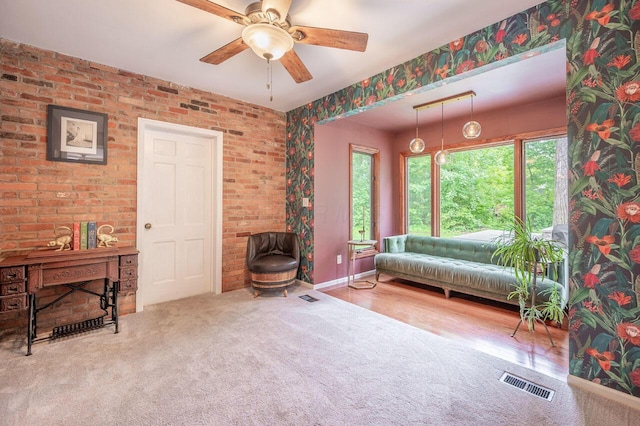 837 Cherry Bottom Rd, Columbus, OH 43230 - living area with carpet floors, a ceiling fan, and baseboards