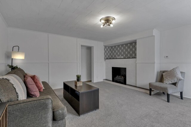 19616 N St, Laurelville, OH 43135 - carpeted living area featuring a fireplace