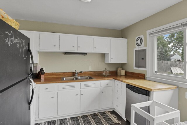 2971 Wendy Ln, Grove City, OH 43123 - kitchen with stainless steel appliances, a sink, electric panel, and white cabinets