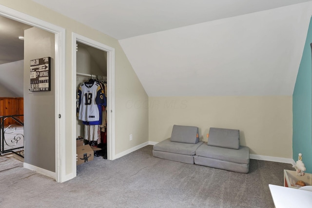 2971 Wendy Ln, Grove City, OH 43123 - sitting room featuring carpet flooring, lofted ceiling, and baseboards