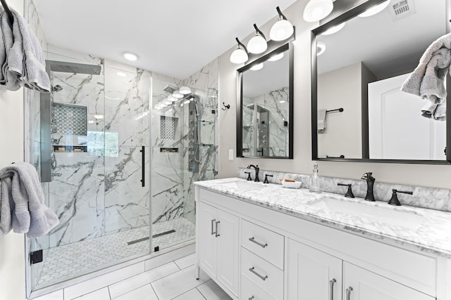 3531 Colchester Rd, Upper Arlington, OH 43221 - full bathroom featuring a marble finish shower and double vanity