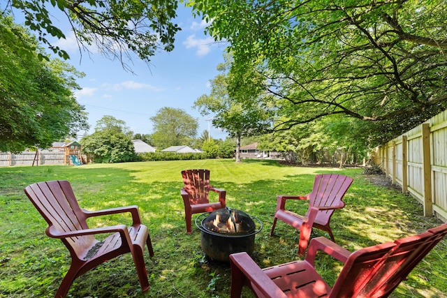 3531 Colchester Rd, Upper Arlington, OH 43221 - view of yard featuring a fire pit and a playground
