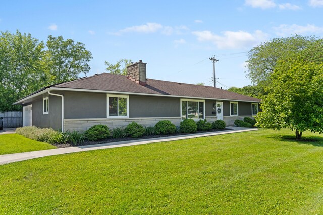 3531 Colchester Rd, Upper Arlington, OH 43221 - single story home featuring roof with shingles, stucco siding, a chimney, and stone siding