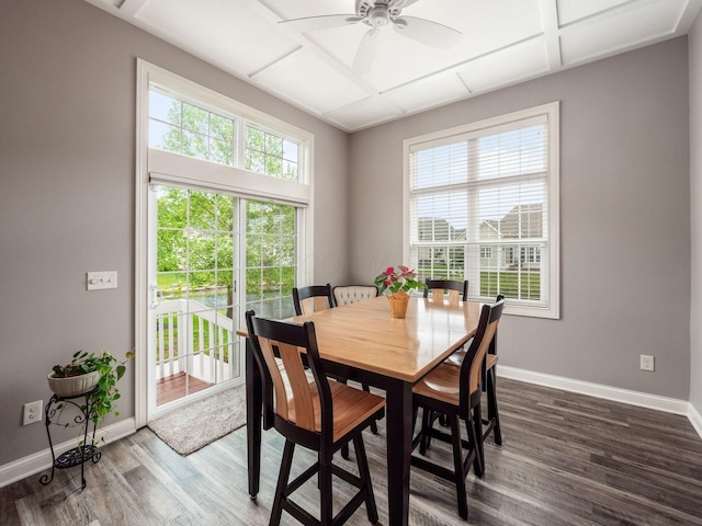 6868 Beltain Ln Unit 37B, Dublin, OH 43016 - dining area featuring dark wood finished floors, baseboards, and a ceiling fan