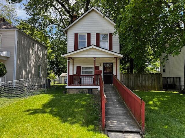 258 Lechner Ave, Columbus, OH 43223 - american foursquare style home with a chimney and covered porch