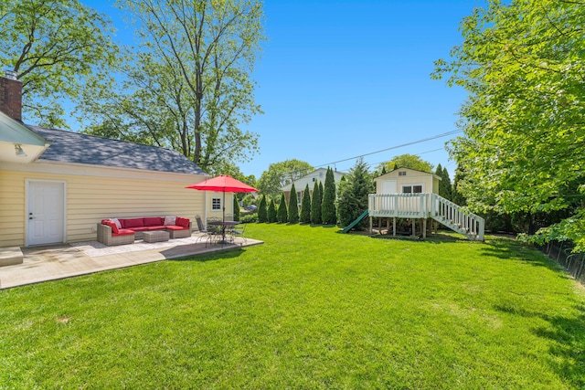 3985 Glenda Pl, Upper Arlington, OH 43220 - view of yard with outdoor lounge area, a patio area, and a playground